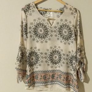 Haute Project Oversize Sheer Blouse 3/4 Sleeve